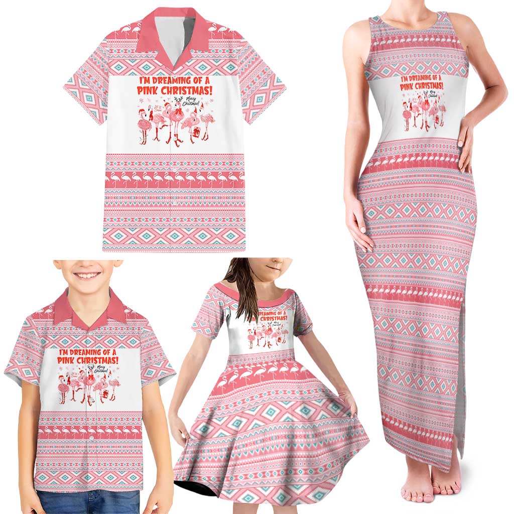 I'm Dreaming Of A Pink Christmas Flamingo Christmas Christmas Family Matching Tank Maxi Dress and Hawaiian Shirt Xmas Holiday Patterns - Wonder Print Shop
