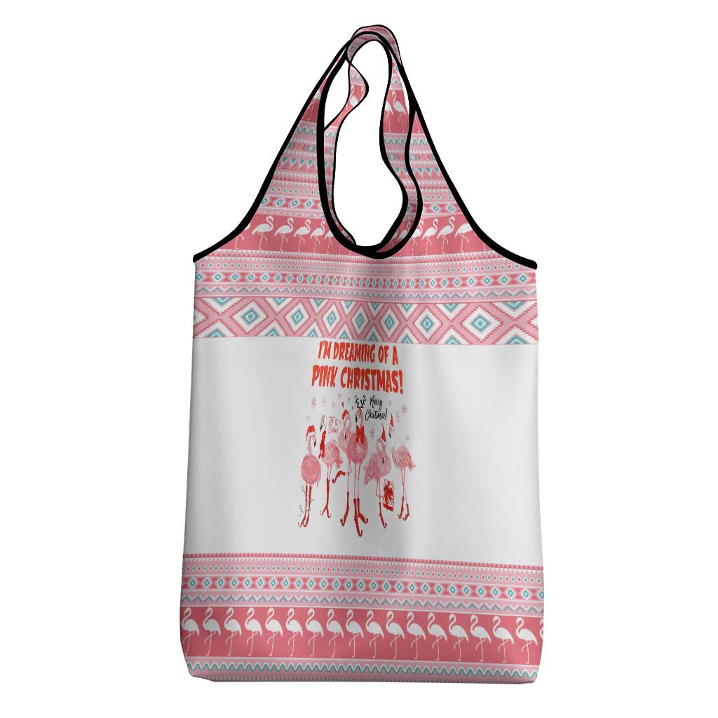 I'm Dreaming Of A Pink Christmas Flamingo Christmas Christmas Grocery Bag Xmas Holiday Patterns - Wonder Print Shop