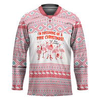 I'm Dreaming Of A Pink Christmas Flamingo Christmas Christmas Hockey Jersey Xmas Holiday Patterns - Wonder Print Shop
