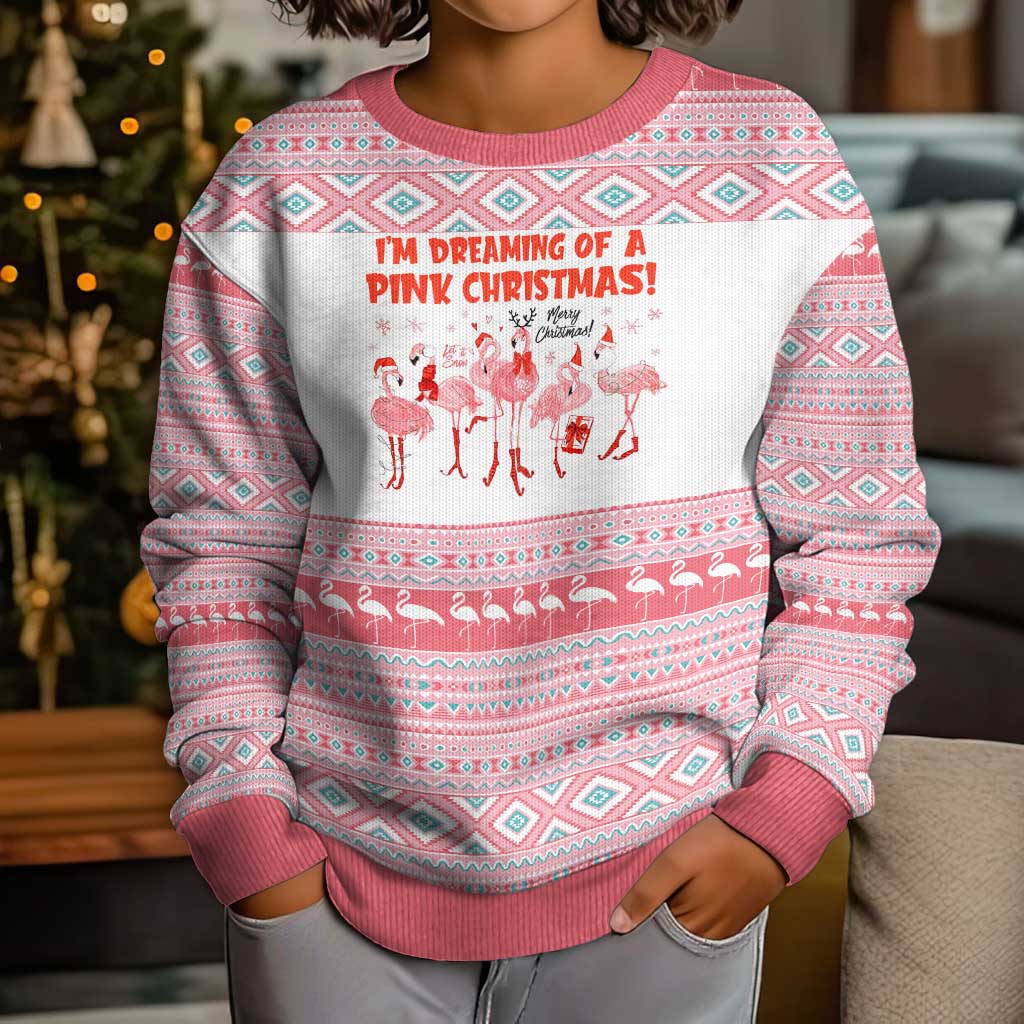 I'm Dreaming Of A Pink Christmas Flamingo Christmas Kid Ugly Christmas Sweater Xmas Holiday Patterns - Wonder Print Shop