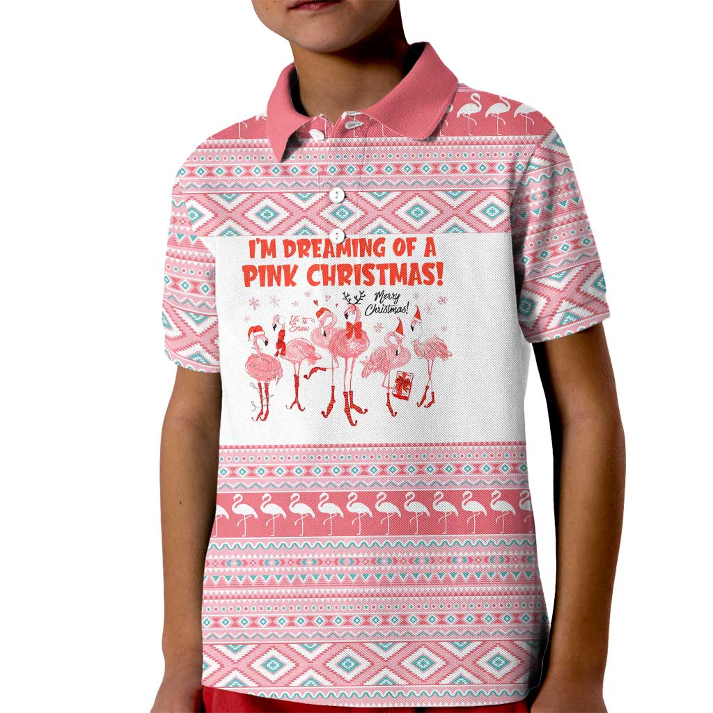 I'm Dreaming Of A Pink Christmas Flamingo Christmas Christmas Kid Polo Shirt Xmas Holiday Patterns - Wonder Print Shop