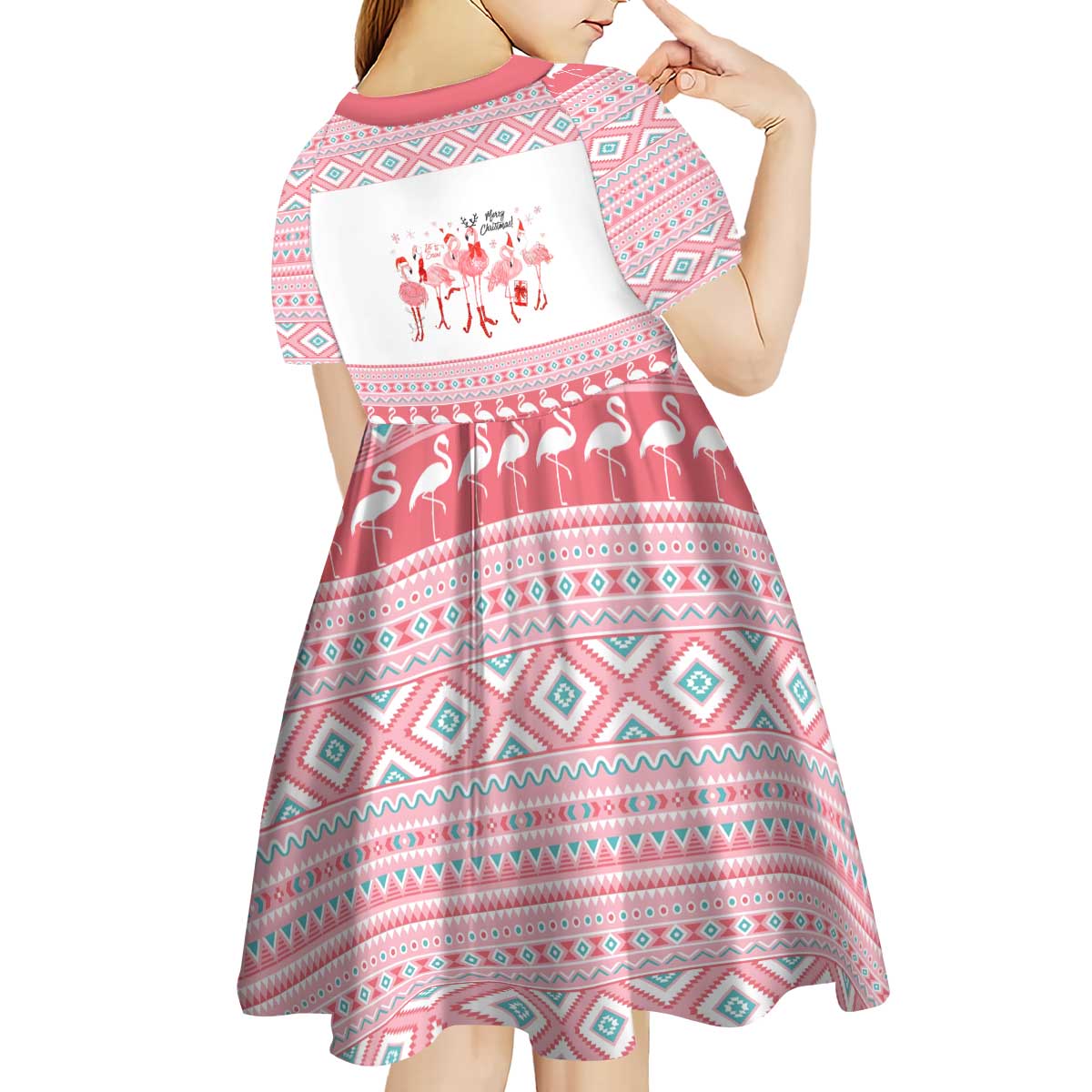 I'm Dreaming Of A Pink Christmas Flamingo Christmas Christmas Kid Short Sleeve Dress Xmas Holiday Patterns - Wonder Print Shop