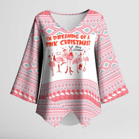 I'm Dreaming Of A Pink Christmas Flamingo Christmas Christmas Kimono Sleeve Blouse Xmas Holiday Patterns - Wonder Print Shop