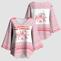 I'm Dreaming Of A Pink Christmas Flamingo Christmas Christmas Kimono Sleeve Blouse Xmas Holiday Patterns - Wonder Print Shop