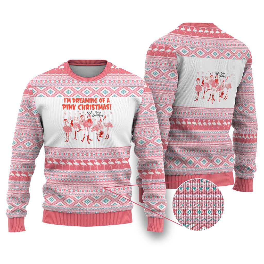 I'm Dreaming Of A Pink Christmas Flamingo Christmas Ugly Christmas Sweater Xmas Holiday Patterns - Wonder Print Shop
