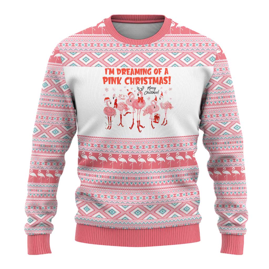 I'm Dreaming Of A Pink Christmas Flamingo Christmas Ugly Christmas Sweater Xmas Holiday Patterns - Wonder Print Shop