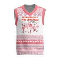 I'm Dreaming Of A Pink Christmas Flamingo Christmas Christmas Knitted V-Neck Vest Xmas Holiday Patterns - Wonder Print Shop