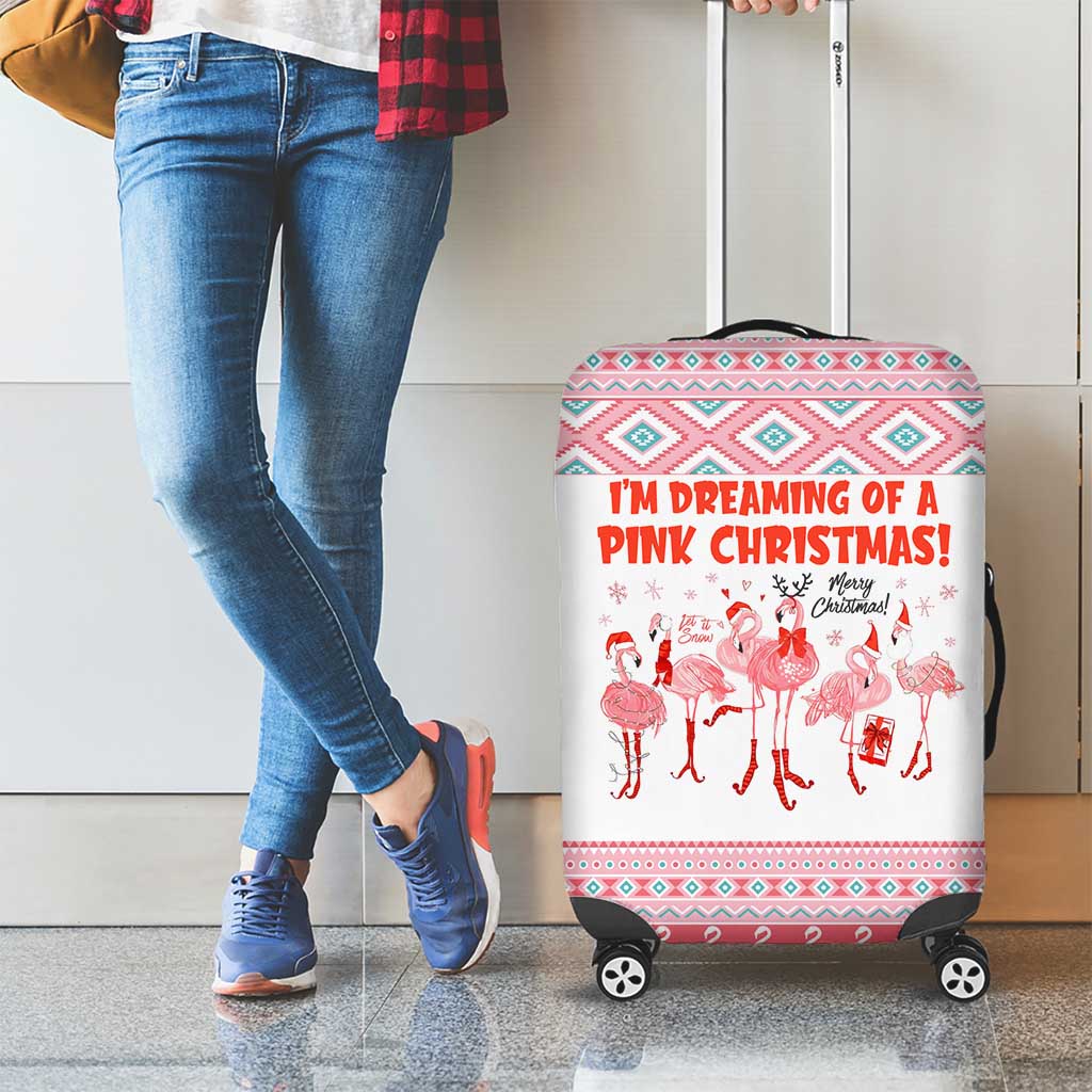 I'm Dreaming Of A Pink Christmas Flamingo Christmas Christmas Luggage Cover Xmas Holiday Patterns - Wonder Print Shop