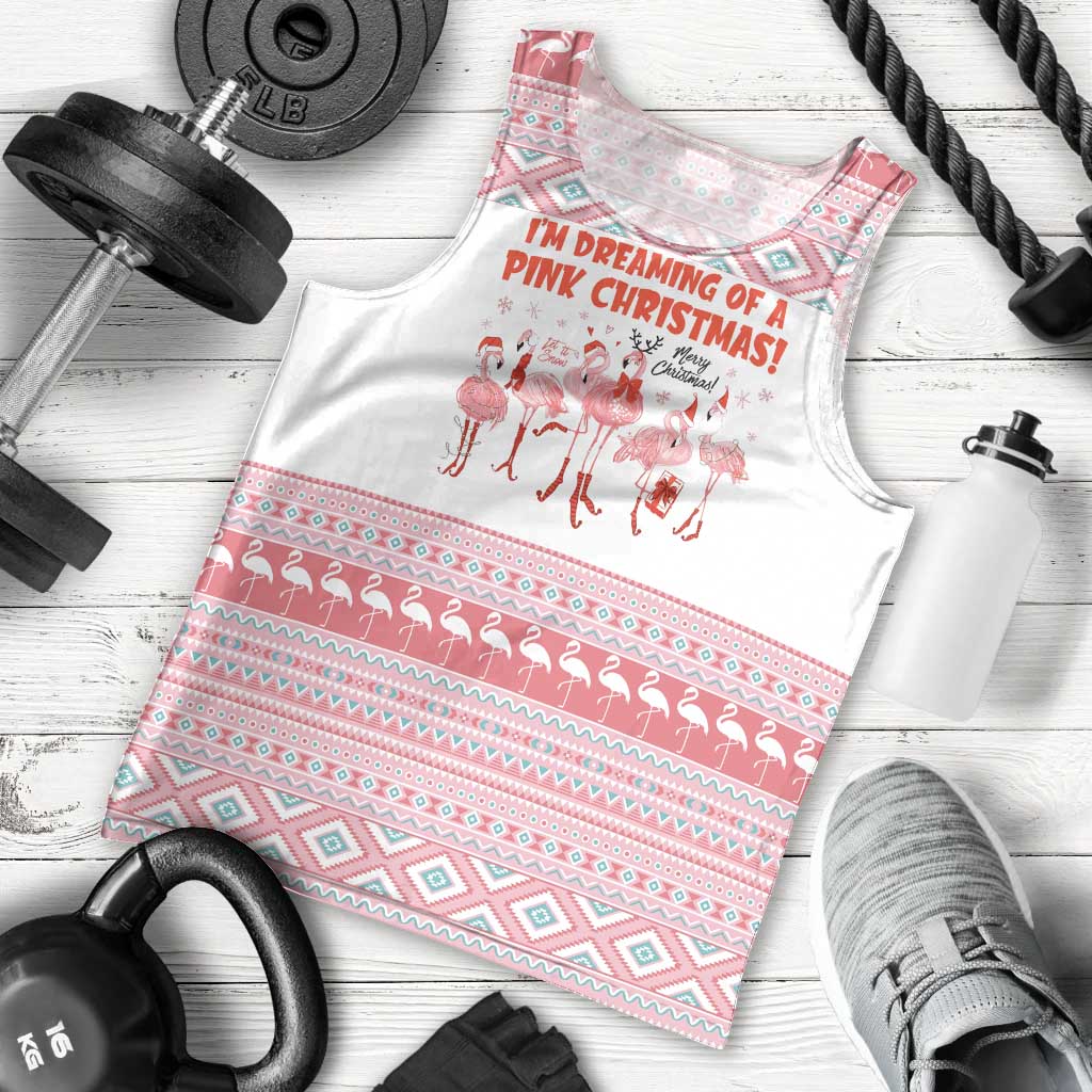 I'm Dreaming Of A Pink Christmas Flamingo Christmas Christmas Men Tank Top Xmas Holiday Patterns - Wonder Print Shop