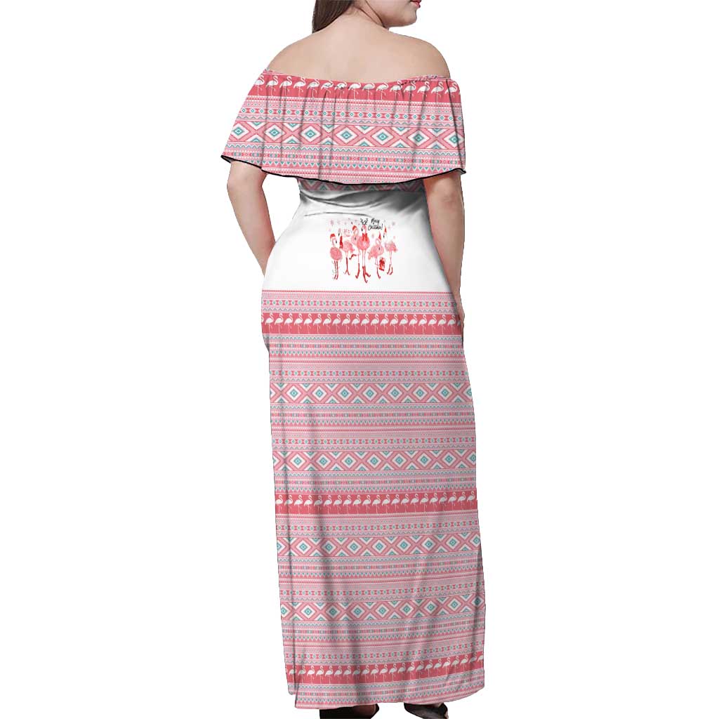 I'm Dreaming Of A Pink Christmas Flamingo Christmas Christmas Off Shoulder Maxi Dress Xmas Holiday Patterns - Wonder Print Shop