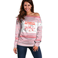 I'm Dreaming Of A Pink Christmas Flamingo Christmas Christmas Off Shoulder Sweater Xmas Holiday Patterns - Wonder Print Shop