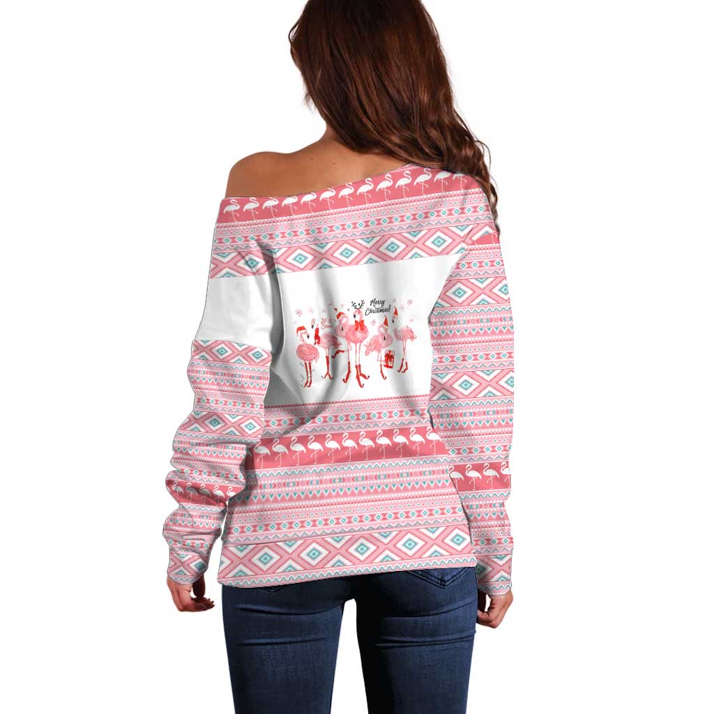 I'm Dreaming Of A Pink Christmas Flamingo Christmas Christmas Off Shoulder Sweater Xmas Holiday Patterns - Wonder Print Shop