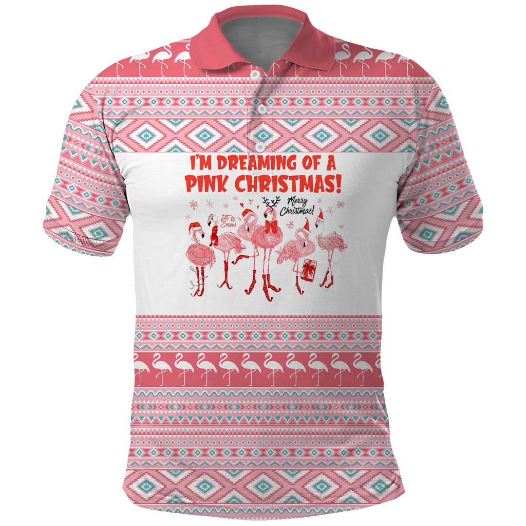 I'm Dreaming Of A Pink Christmas Flamingo Christmas Christmas Polo Shirt Xmas Holiday Patterns - Wonder Print Shop