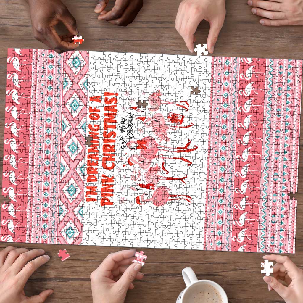 I'm Dreaming Of A Pink Christmas Flamingo Christmas Christmas Puzzle Xmas Holiday Patterns - Wonder Print Shop