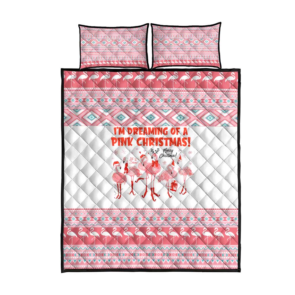 I'm Dreaming Of A Pink Christmas Flamingo Christmas Christmas Quilt Bed Set Xmas Holiday Patterns - Wonder Print Shop