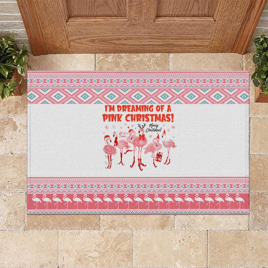 I'm Dreaming Of A Pink Christmas Flamingo Christmas Christmas Rubber Doormat Xmas Holiday Patterns - Wonder Print Shop