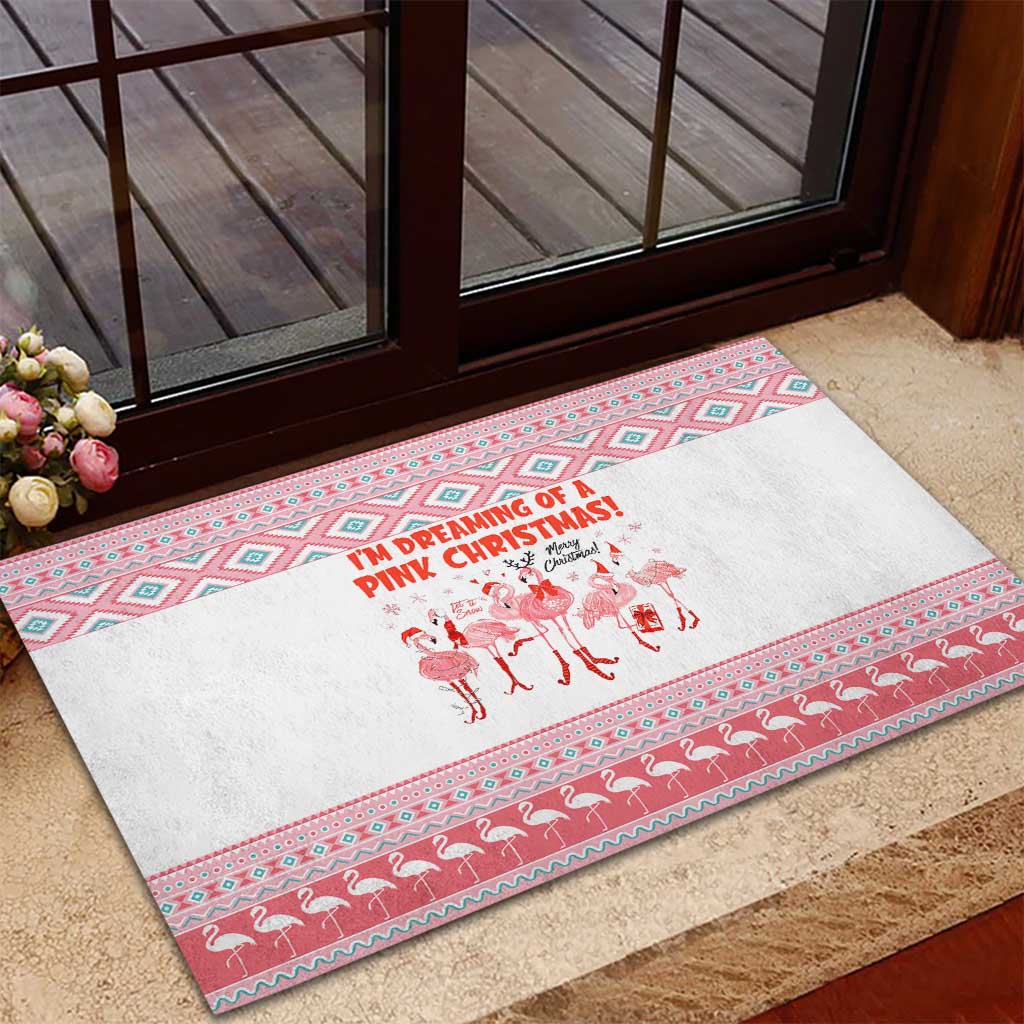 I'm Dreaming Of A Pink Christmas Flamingo Christmas Christmas Rubber Doormat Xmas Holiday Patterns - Wonder Print Shop