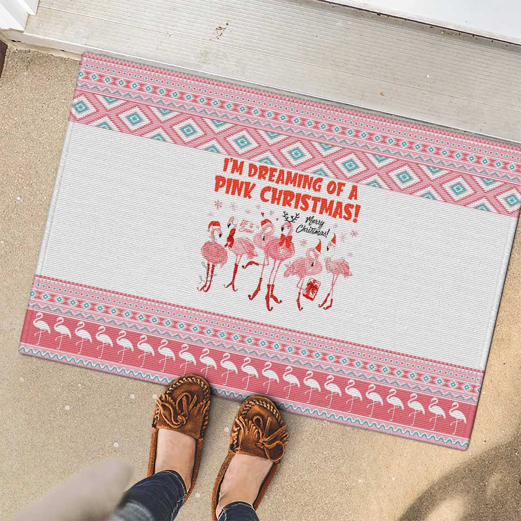 I'm Dreaming Of A Pink Christmas Flamingo Christmas Christmas Rubber Doormat Xmas Holiday Patterns - Wonder Print Shop