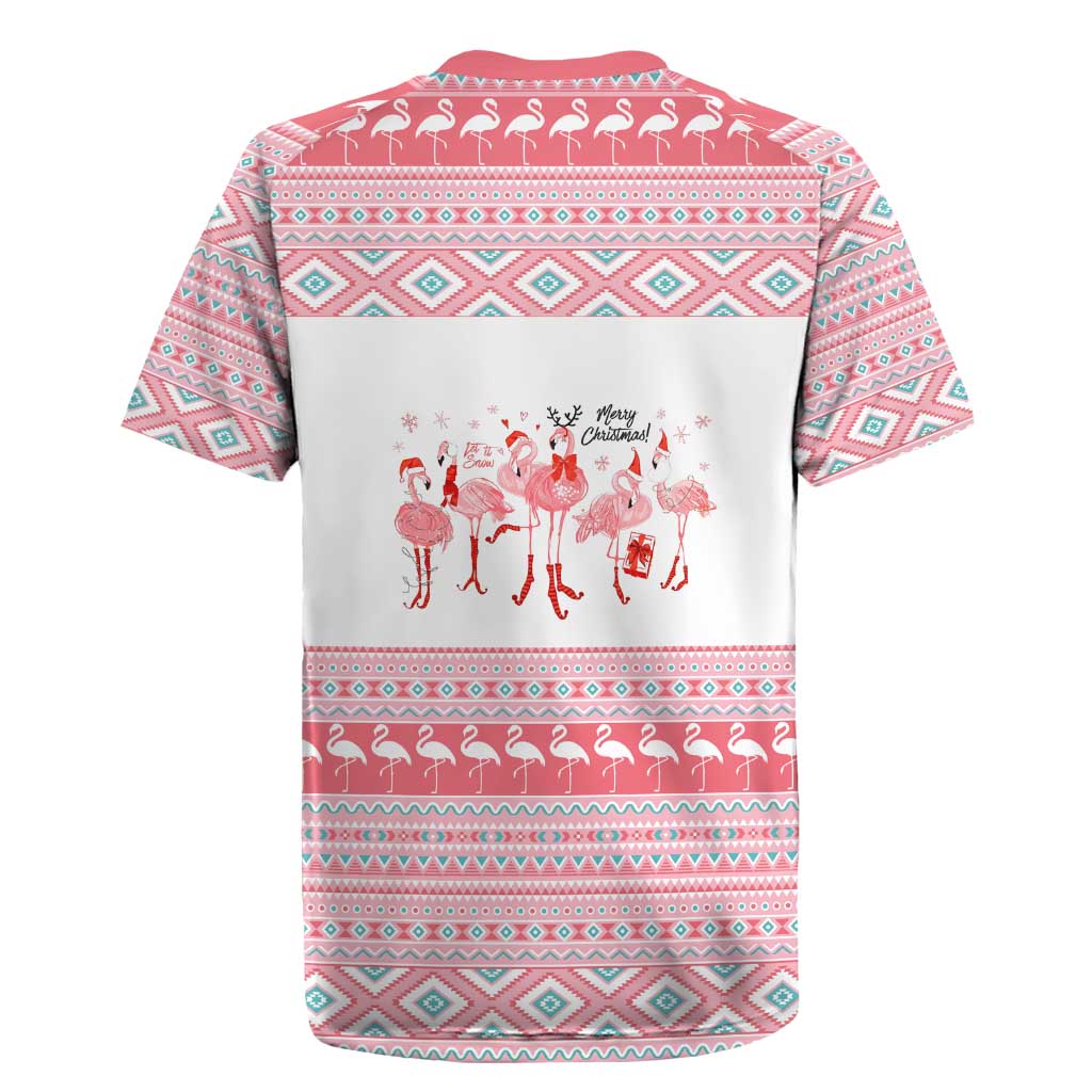 I'm Dreaming Of A Pink Christmas Flamingo Christmas Christmas Rugby Jersey Xmas Holiday Patterns - Wonder Print Shop
