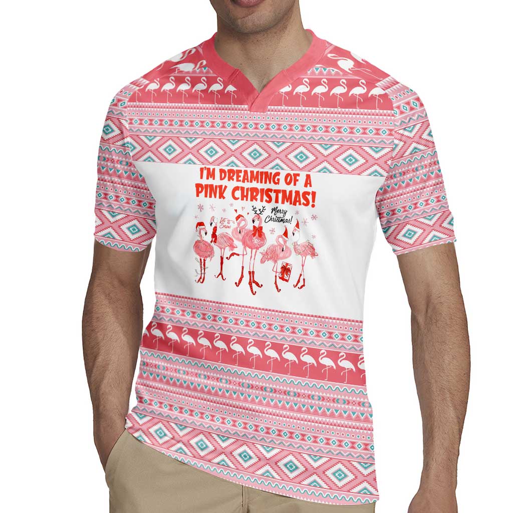 I'm Dreaming Of A Pink Christmas Flamingo Christmas Christmas Rugby Jersey Xmas Holiday Patterns - Wonder Print Shop