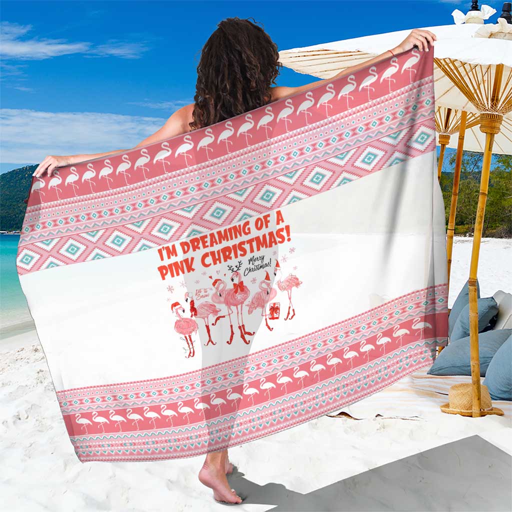 I'm Dreaming Of A Pink Christmas Flamingo Christmas Christmas Sarong Xmas Holiday Patterns - Wonder Print Shop