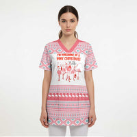 I'm Dreaming Of A Pink Christmas Flamingo Christmas Christmas Scrub Top Xmas Holiday Patterns - Wonder Print Shop