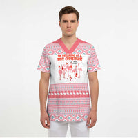 I'm Dreaming Of A Pink Christmas Flamingo Christmas Christmas Scrub Top Xmas Holiday Patterns - Wonder Print Shop