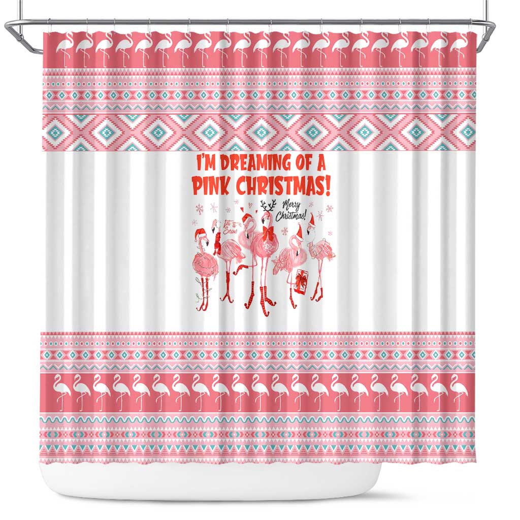 I'm Dreaming Of A Pink Christmas Flamingo Christmas Christmas Shower Curtain Xmas Holiday Patterns - Wonder Print Shop