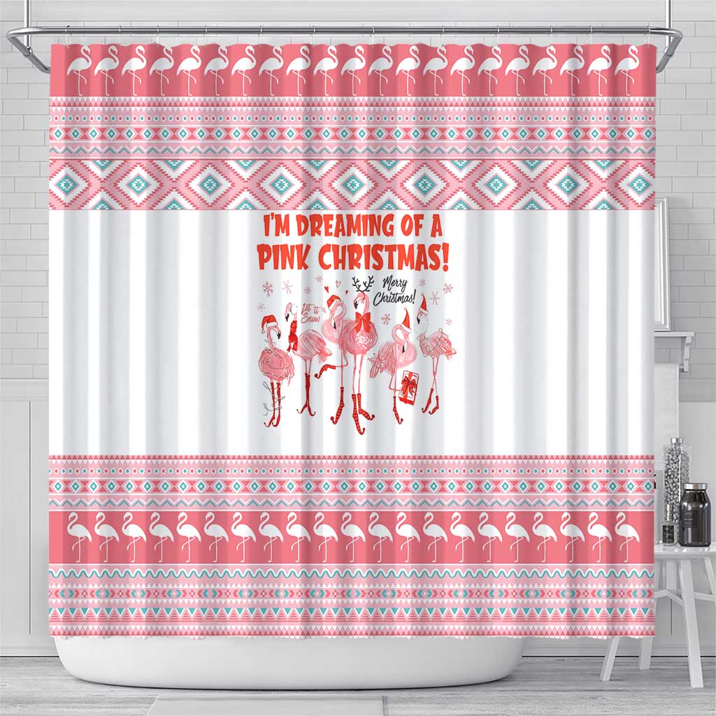 I'm Dreaming Of A Pink Christmas Flamingo Christmas Christmas Shower Curtain Xmas Holiday Patterns - Wonder Print Shop