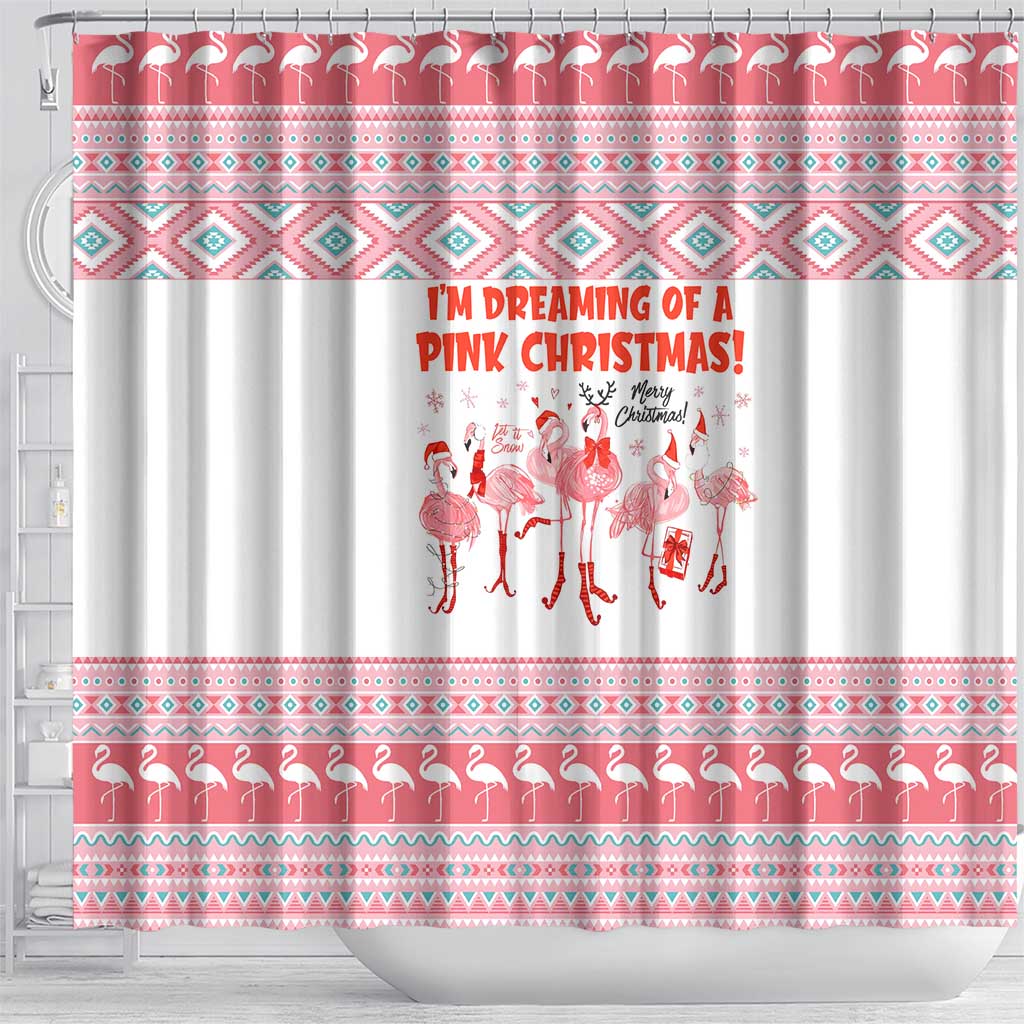 I'm Dreaming Of A Pink Christmas Flamingo Christmas Christmas Shower Curtain Xmas Holiday Patterns - Wonder Print Shop