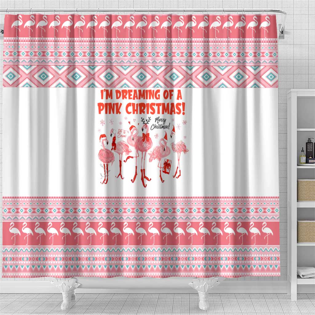 I'm Dreaming Of A Pink Christmas Flamingo Christmas Christmas Shower Curtain Xmas Holiday Patterns - Wonder Print Shop