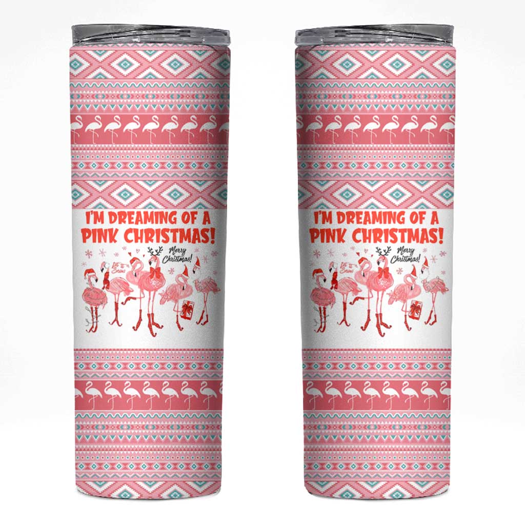 I'm Dreaming Of A Pink Christmas Flamingo Christmas Christmas Skinny Tumbler Xmas Holiday Patterns - Wonder Print Shop