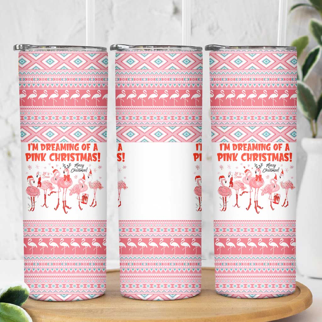 I'm Dreaming Of A Pink Christmas Flamingo Christmas Christmas Skinny Tumbler Xmas Holiday Patterns - Wonder Print Shop
