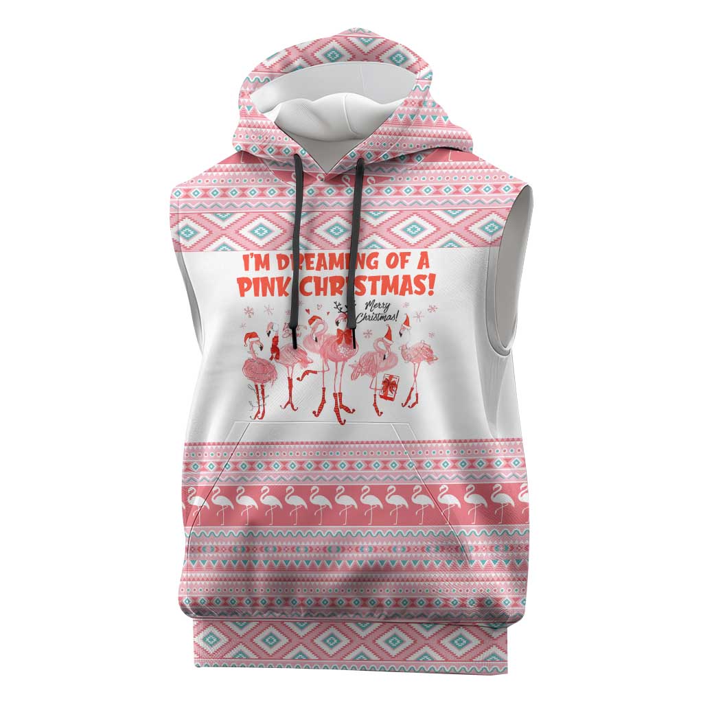 I'm Dreaming Of A Pink Christmas Flamingo Christmas Christmas Sleeveless Hoodie Xmas Holiday Patterns - Wonder Print Shop