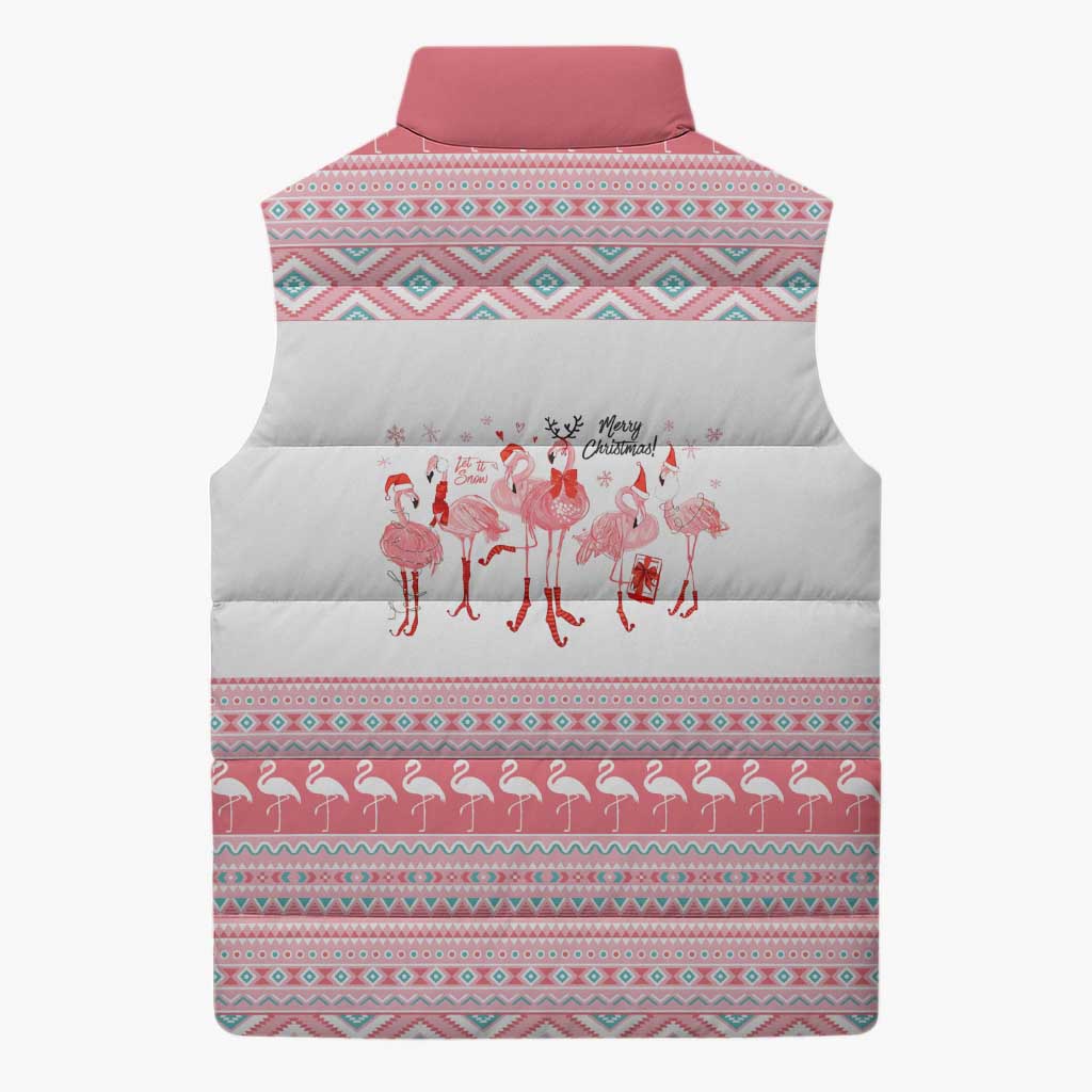 I'm Dreaming Of A Pink Christmas Flamingo Christmas Christmas Sleeveless Puffer Jacket Xmas Holiday Patterns - Wonder Print Shop
