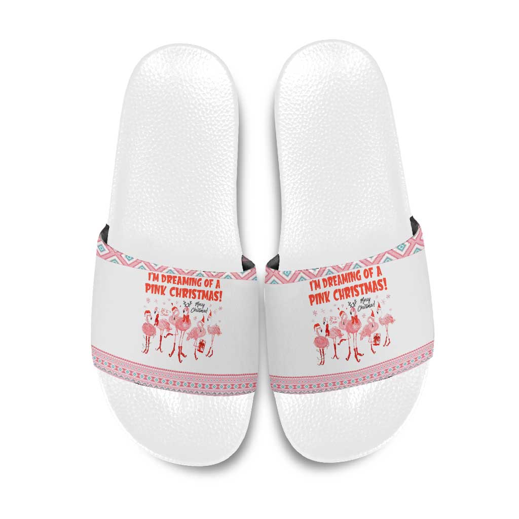 I'm Dreaming Of A Pink Christmas Flamingo Christmas Christmas Slide Sandals Xmas Holiday Patterns - Wonder Print Shop