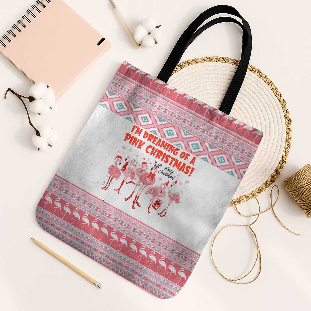 I'm Dreaming Of A Pink Christmas Flamingo Christmas Christmas Tote Bag Xmas Holiday Patterns - Wonder Print Shop