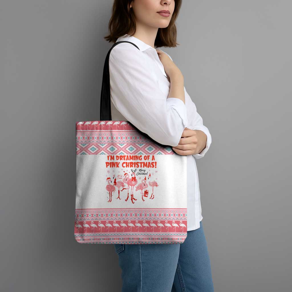 I'm Dreaming Of A Pink Christmas Flamingo Christmas Christmas Tote Bag Xmas Holiday Patterns - Wonder Print Shop