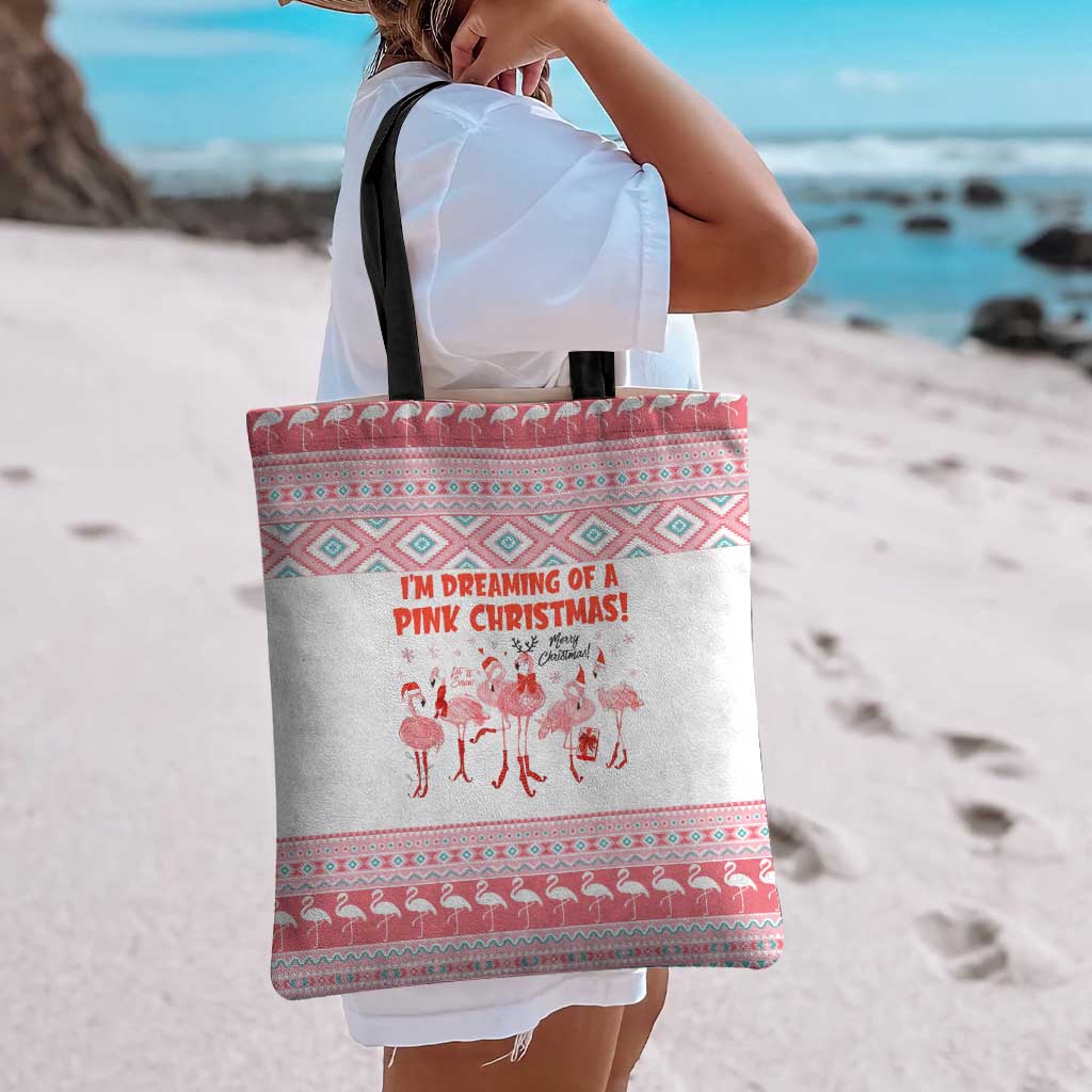 I'm Dreaming Of A Pink Christmas Flamingo Christmas Christmas Tote Bag Xmas Holiday Patterns - Wonder Print Shop