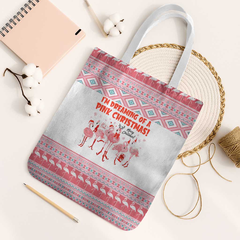 I'm Dreaming Of A Pink Christmas Flamingo Christmas Christmas Tote Bag Xmas Holiday Patterns - Wonder Print Shop