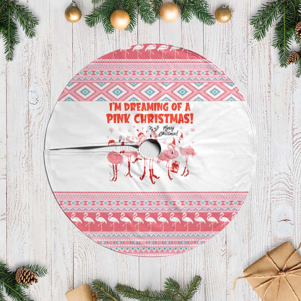 I'm Dreaming Of A Pink Christmas Flamingo Christmas Tree Skirt Xmas Holiday Patterns - Wonder Print Shop