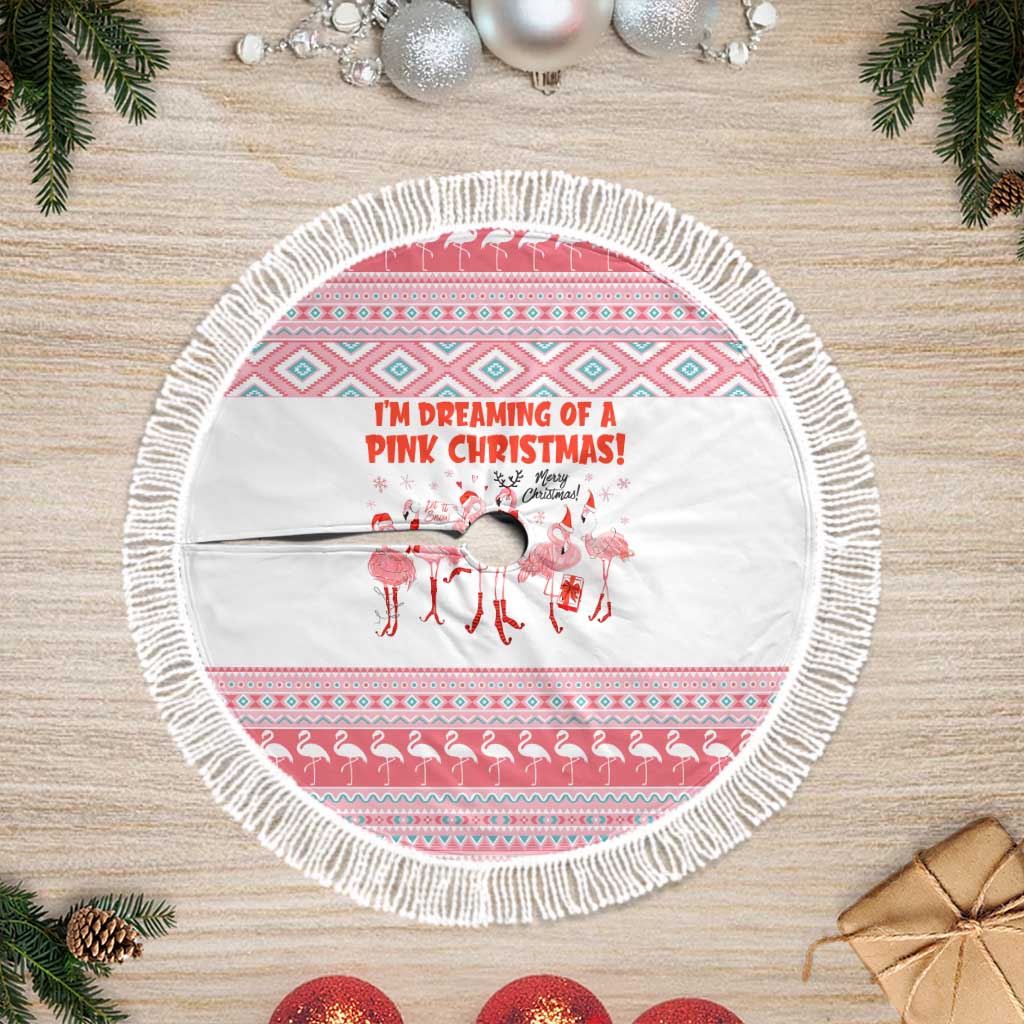 I'm Dreaming Of A Pink Christmas Flamingo Christmas Tree Skirt Xmas Holiday Patterns - Wonder Print Shop