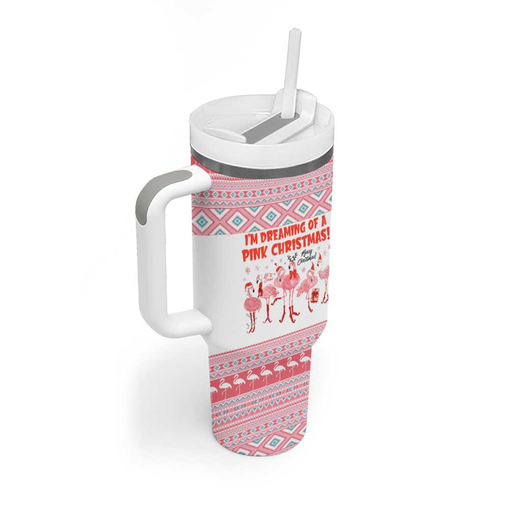 I'm Dreaming Of A Pink Christmas Flamingo Christmas Christmas Tumbler With Handle Xmas Holiday Patterns - Wonder Print Shop