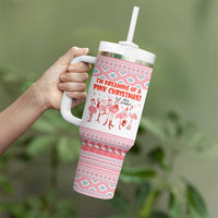 I'm Dreaming Of A Pink Christmas Flamingo Christmas Christmas Tumbler With Handle Xmas Holiday Patterns - Wonder Print Shop