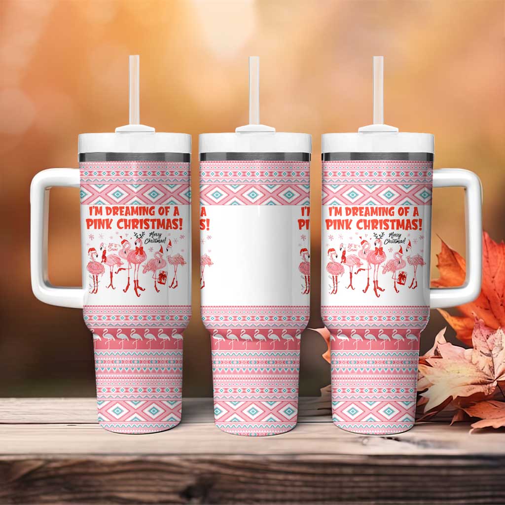 I'm Dreaming Of A Pink Christmas Flamingo Christmas Christmas Tumbler With Handle Xmas Holiday Patterns - Wonder Print Shop
