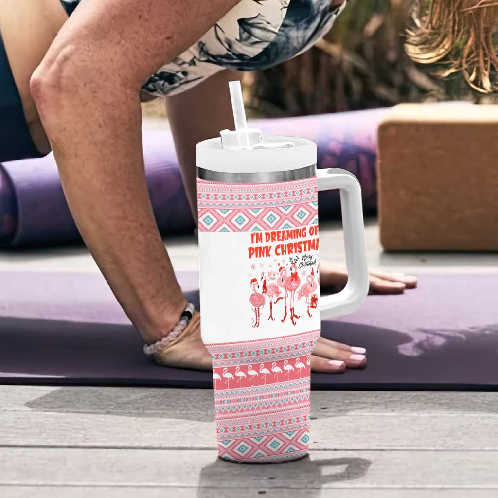 I'm Dreaming Of A Pink Christmas Flamingo Christmas Christmas Tumbler With Handle Xmas Holiday Patterns - Wonder Print Shop