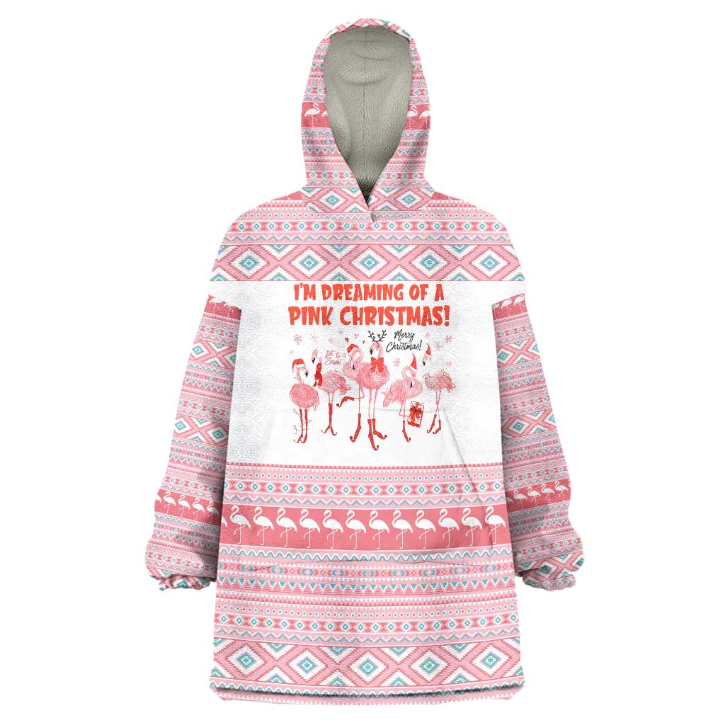 I'm Dreaming Of A Pink Christmas Flamingo Christmas Christmas Wearable Blanket Hoodie Xmas Holiday Patterns - Wonder Print Shop