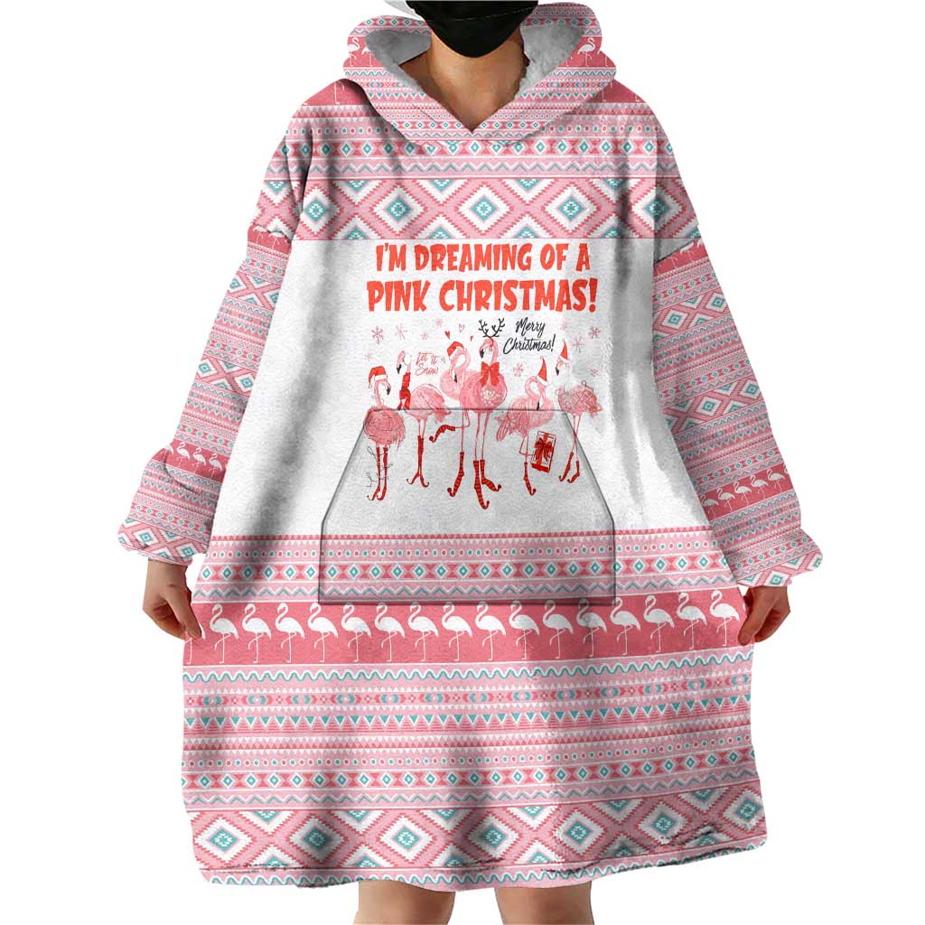 I'm Dreaming Of A Pink Christmas Flamingo Christmas Christmas Wearable Blanket Hoodie Xmas Holiday Patterns - Wonder Print Shop
