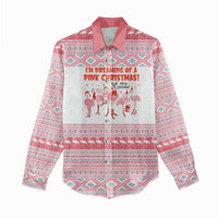 I'm Dreaming Of A Pink Christmas Flamingo Christmas Christmas Women Casual Shirt Xmas Holiday Patterns - Wonder Print Shop