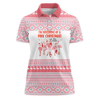 I'm Dreaming Of A Pink Christmas Flamingo Christmas Christmas Women Polo Shirt Xmas Holiday Patterns - Wonder Print Shop